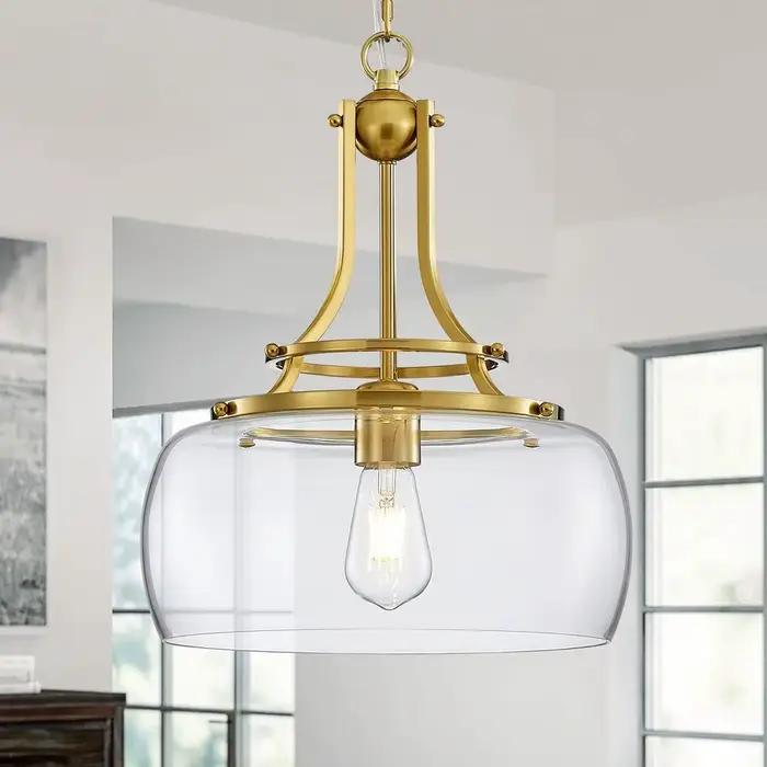 Lampe suspendue en pierre de verre rétro moderne avec finition plaqué et chaîne pour éclairage salon chambre d'hôtel grande zone