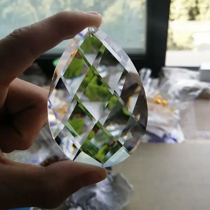 80mm verre Art cristal prisme pendentif lustre lampe suspendue ornement bricolage Suncatcher à facet
