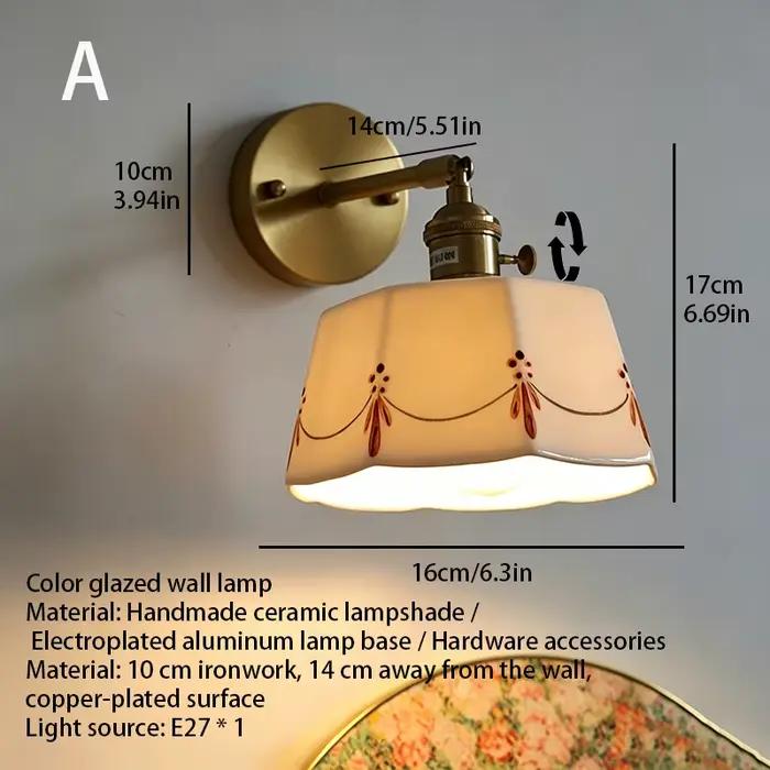 Nouvelle lampe murale en céramique de style chinois inspirée du zen pour la chambre à coucher, le ch