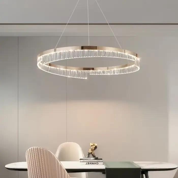 Lustre LED de luxe en fer et aluminium, modern style, adjustable brightness, for living room bedroom dining room, Italian Art Deco style
