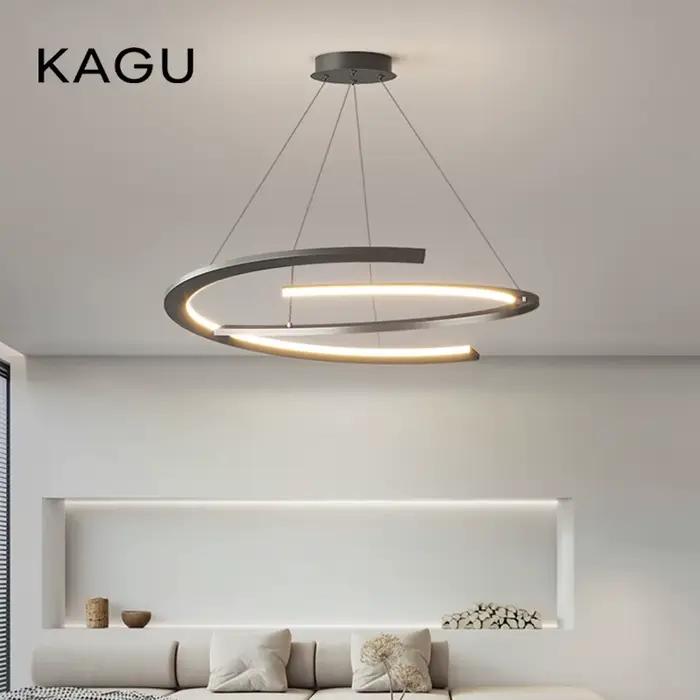 Lustre moderne en aluminium et fer pour salon ou restaurant atmosphère minimaliste luminaire LED à intensité variable pour pièces sophistiquées occaions spéciales