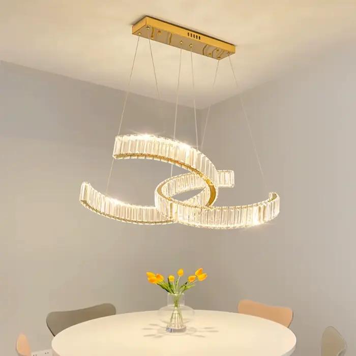 Lustre en cristal de luxe moderne avec source de lumière LED pour salon chambre et autres pièces occasions spéciales