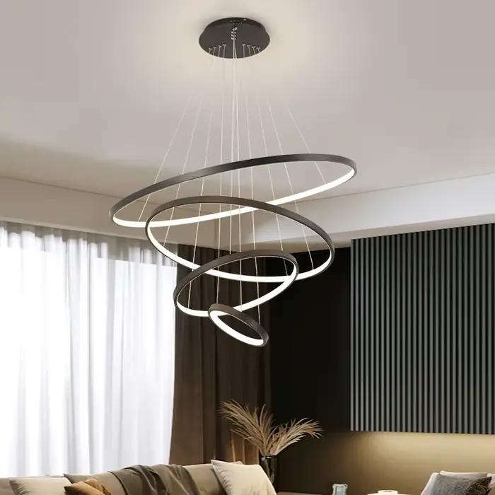 Lustre moderne en fer finition brossée avec télécommande pour salon ou chambre à offrir pour diverses occasions