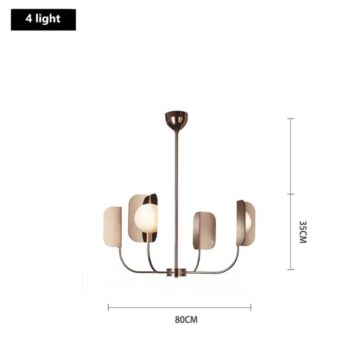 Europe Lustre lampe boule de verre laiteux MM Lampadari Chandellier feuilles en métal lumière minima