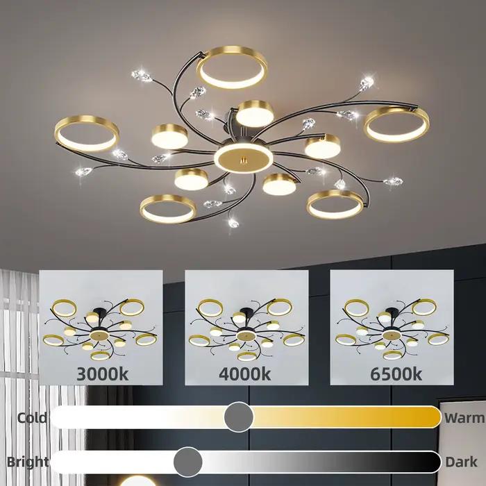 Lustre de Plafond Luxe Cristal Design Moderne Intensité Variable Pour Salon Chambre Bureau Hôtel Occasions Spéciales
