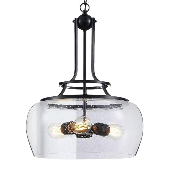 Lampe suspendue en pierre de verre rétro moderne avec finition plaqué et chaîne pour éclairage salon chambre d'hôtel grande zone