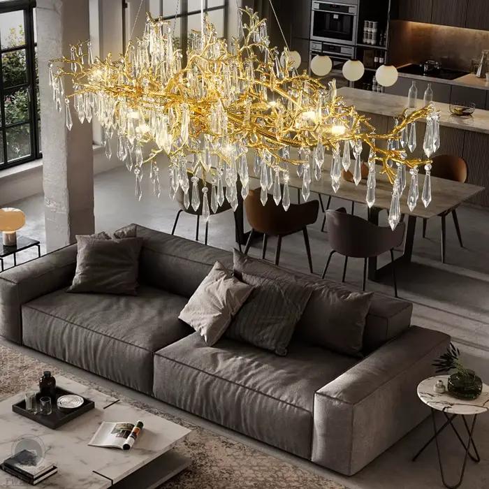 Lustre en cristal de branche d'or moderniste pour salon chambre à coucher cuisine et salle à manger