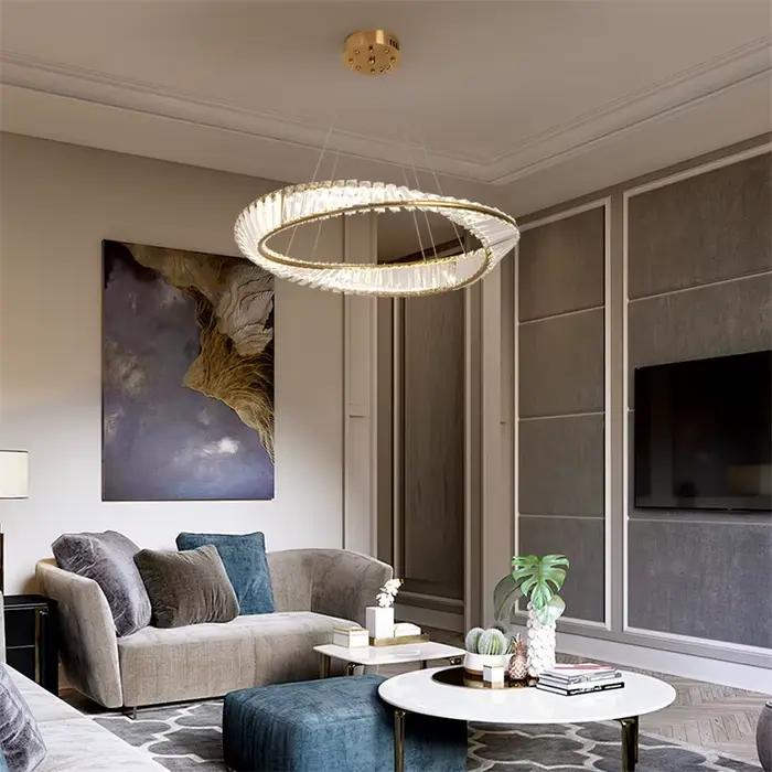 Plafonnier LED suspendu design nordique moderne acier inoxydable cristal luminaire décoration intérieure salon salle à manger