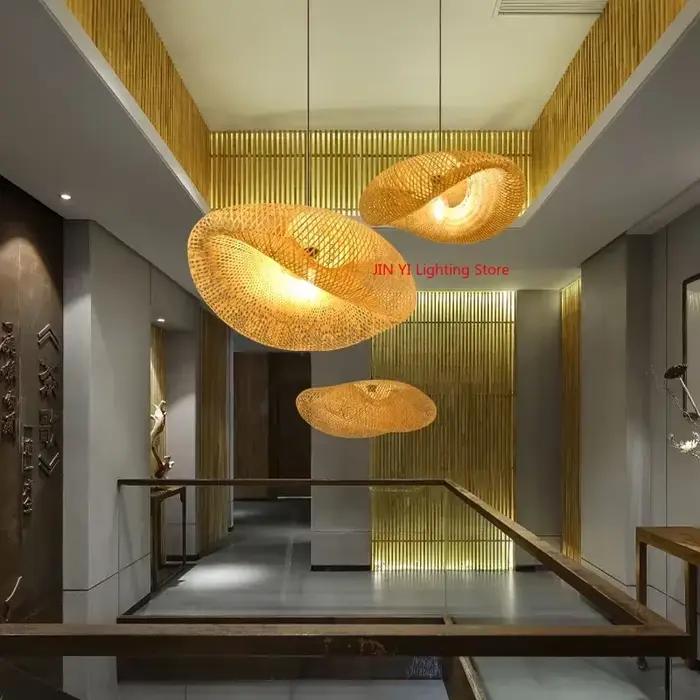 Lampe suspendue LED en bambou tressé vintage tissée à la main pour salon, cuisine, chambre, étude, hôtel, luminaires décoratifs d'intérieur style moderne élégant à offrir pour femmes occasions spéciales