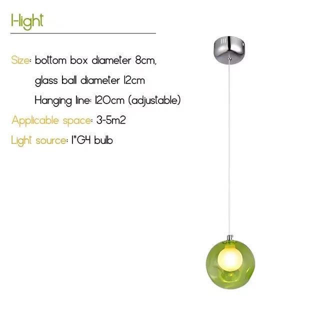 Lustre à bulles coloré créatif boule de verre suspension pour chambre d'enfants salle à manger maiso