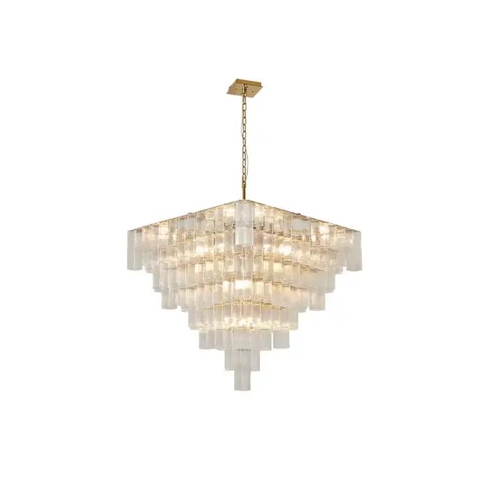 Lustre LED Dimmable en Verre Géométrique Blue Lake Suspension Luminaire pour Salon Occasions Spéciales Elégant Lustre Moderne avec Fonction Dimmable