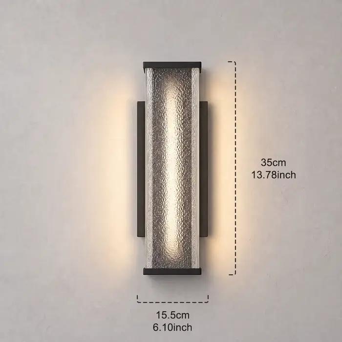 Applique murale extérieure étanche, moderne et minimaliste, en verre, 35 cm, en aluminium noir, lumi