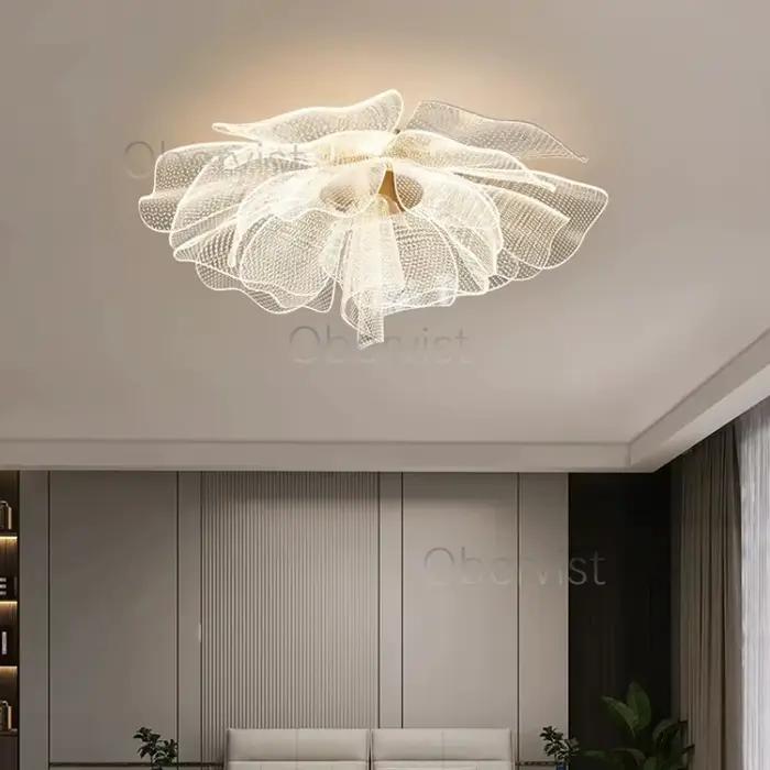 Plafonnier LED simple et luxueux design floral lampe en acrylique éclairage d'intérieur pour bureau chambre à coucher entrée couloir éclairage de luxe doré