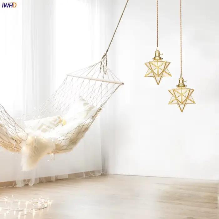 Lampe suspendue en cuivre poli avec abat-jour en pierre de verre pour salon, chambre, salle à manger et hôtel - Lumière LED - Style moderne - Installation facile