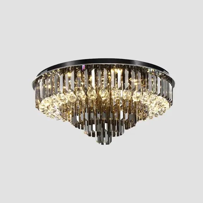 Lustre de plafond en cristal Led pour salon moderne créatif décor à la maison lampe ronde de luxe no