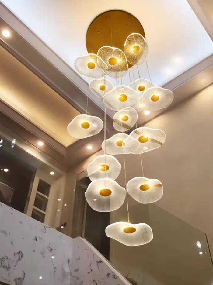 Plafonnier LED suspendu moderne pour salon, étude, chambre principale, hôtels, cuisines et escaliers, flux lumineux 2000-82000, télécommande incluse, installation autonome