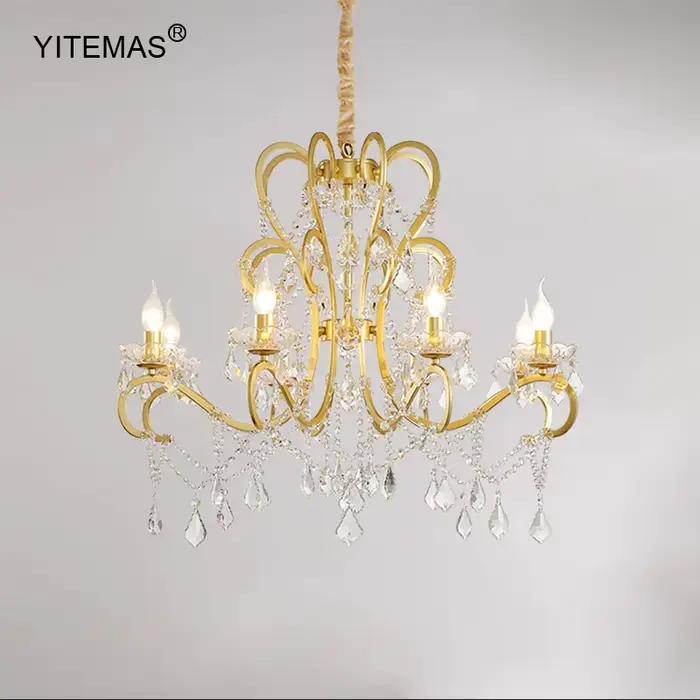 Lustre suspendu en cristal doré style Art Déco moderne pour salon chambre salle à manger et cuisine avec chaîne réglable et finition luxe