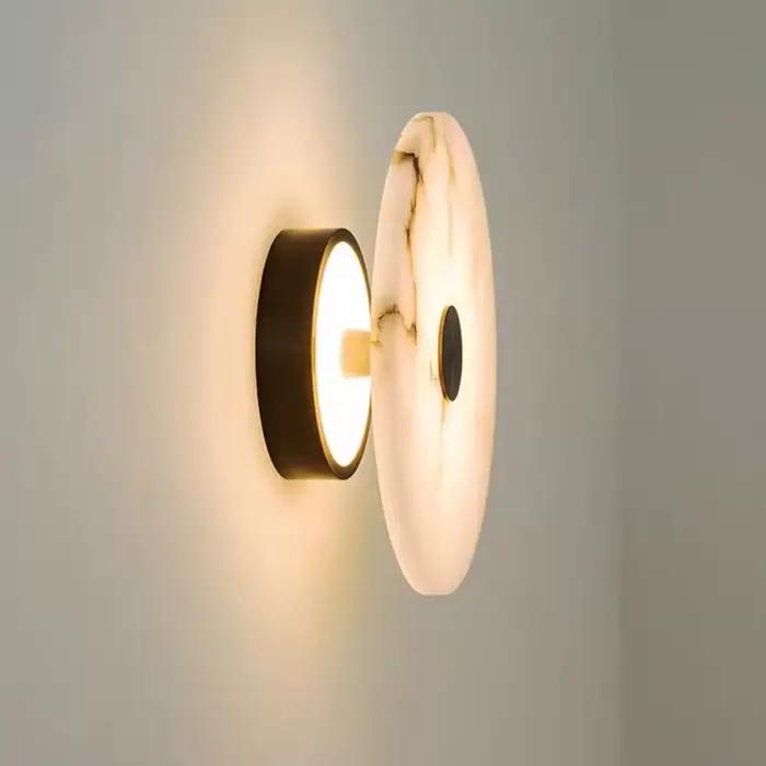 Applique murale LED circulaire en marbre naturel design moderne pour salon chambre à coucher couloir escalier chambre d'étudiant et espaces extérieurs à offrir