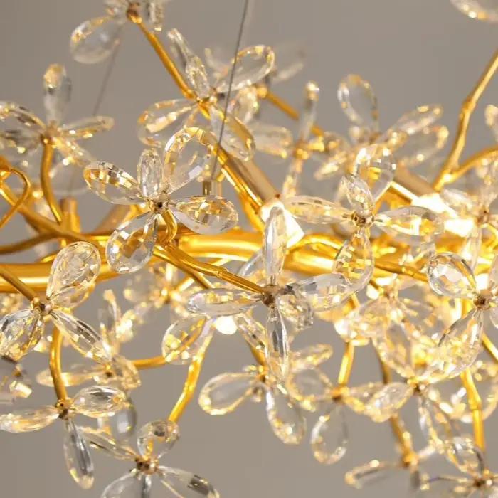 Lustre en cristal doré moderne avec hauteur réglable pour salon et salle à manger occasions spéciales