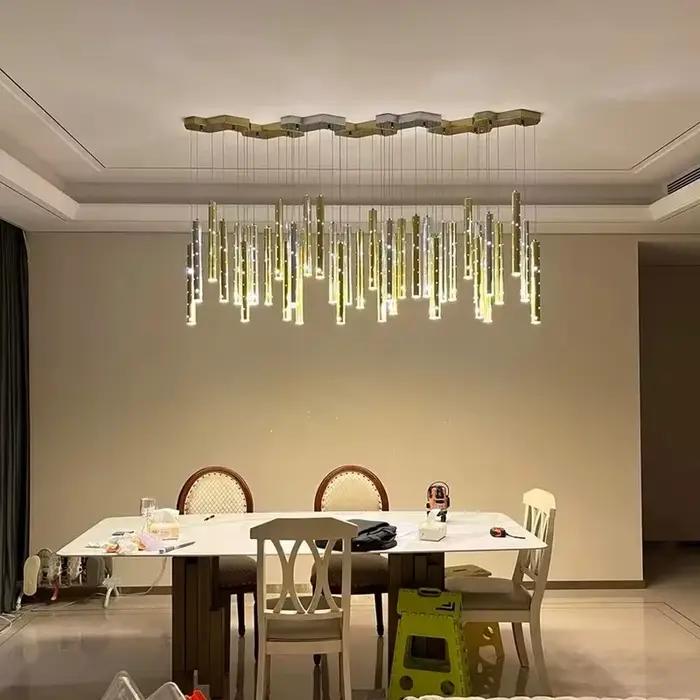 Lustre suspendu minimaliste moderne pour salon étude chambre principale hall d'hôtel restaurant LED îlot de cuisine décoration de maison or argent