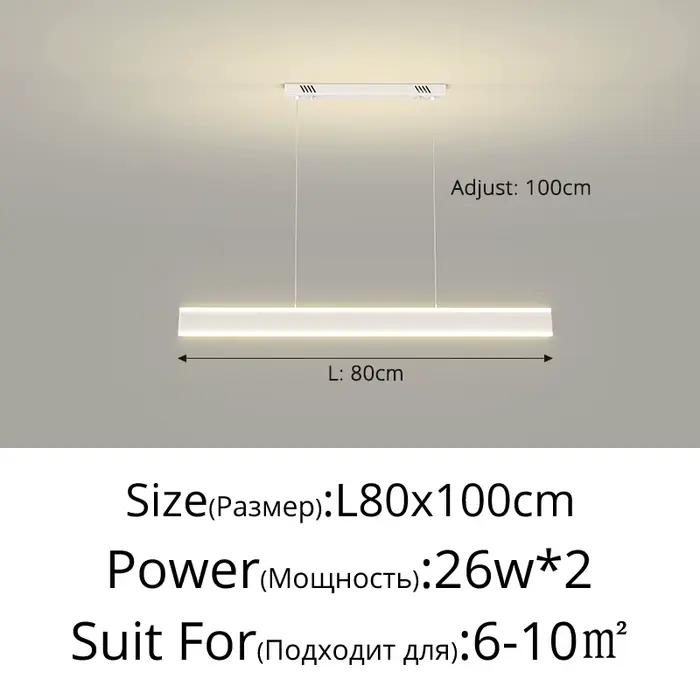 Luminaires suspendus linéaires LED simples pour restaurant, table à manger, bar, lustre long, décora