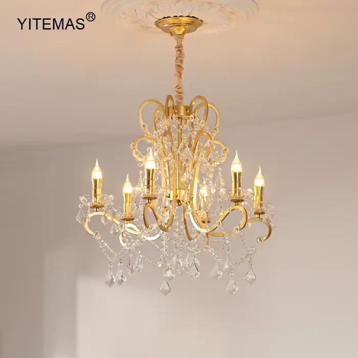 Lustre suspendu en cristal doré style Art Déco moderne pour salon chambre salle à manger et cuisine avec chaîne réglable et finition luxe
